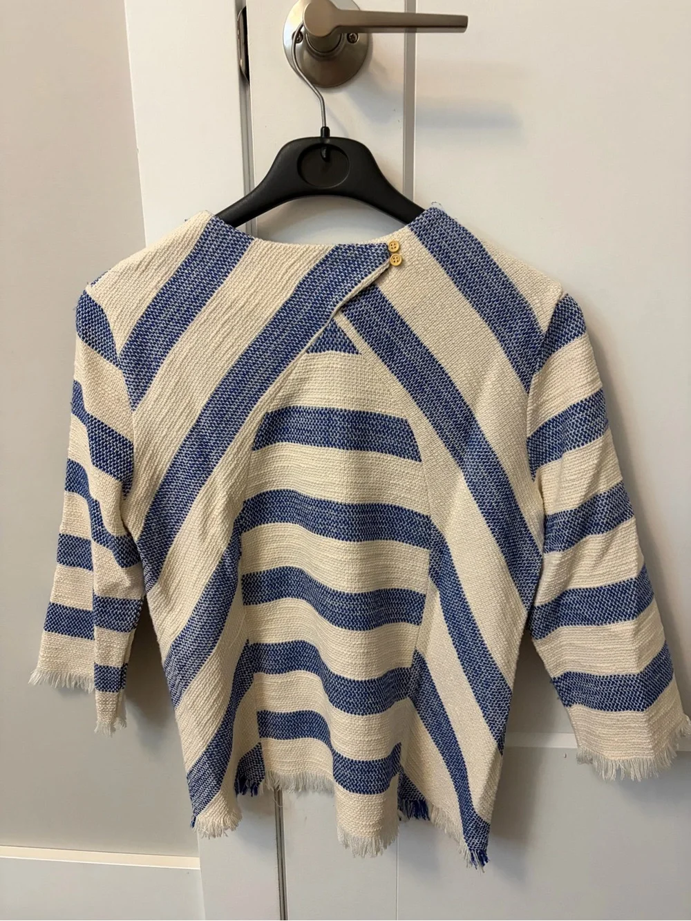 Zara Blue and Cream Striped Fringe-Hem - Picture 3 of 3